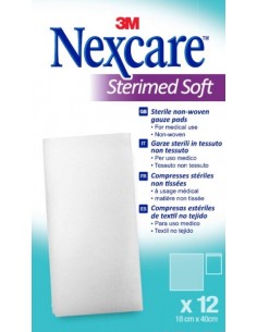 Nexcare Sterimed Pack de 12 Compresas de Gasa No Tejida - 18x40cm - Esteril - Transpirables - Color Blanco