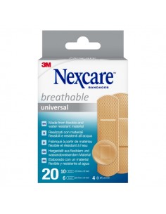 Nexcare Universal Breathable Pack de 20 Apositos Surtidos - Transpirable - Resistente al Agua - Color Piel