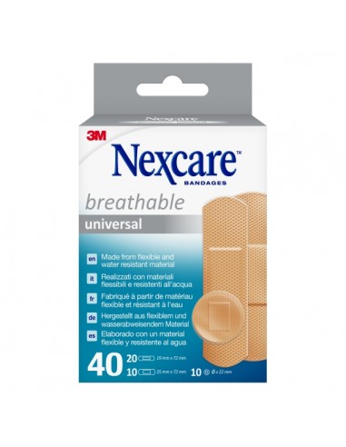 Nexcare Universal Breathable Pack de 40 Apositos Surtidos - Transpirable - Color Piel