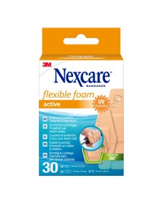 Nexcare Active Flexible Foam Pack de 30 Apositos Surtidos - Transpirable - Resistente al Agua - Color Piel