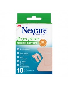 Nexcare Flexible Comfort Finger Pack de 10 Apositos para Heridas - 44.5x51mm - Transpirable - Elastico - Color Piel