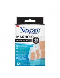 Nexcare Max Hold Waterproof Pack de 12 Apositos Surtidos - Impermeable - Fijacion 48H - Transpirable - Color Transparente