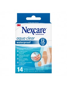 Nexcare Aqua Clear Waterproof Pack de 14 Apositos Surtidos - Impermeables - Color Transparente