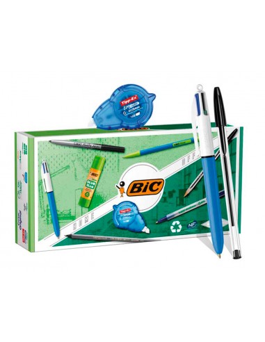 Bic Office ECOlutions Pack de Oficina 9 Piezas - Boligrafos-Portaminas-Lapiz-Rotulador-Pegamento Barra y Cinta