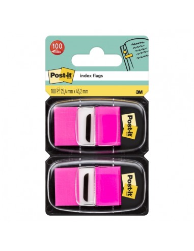 Post-It Index Pack de 2 Dispensadores con 50 Marcadores Reposicionables - 25.4x43.2mm - Color Rosa