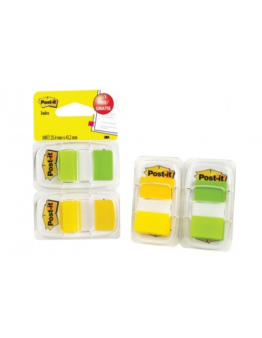 Post-It Index Pack de 2 Dispensadores con 50 Marcadores de Indice Reposicionables - Forma Rectangular - Color Verde