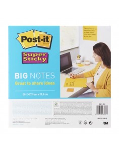 Post-It Super Sticky Bloc de 30 Notas Adhesivas Reposicionables - Forma Cuadrada - 279x279mm - Color Amarillo Claro