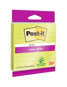 Post-It Super Sticky Pack de Hojas Bloc-1 Bloc de 70 Bloc de 70 Notas Grandes Adhesivas Reposicionables - con Lineas -