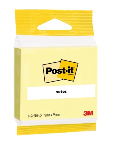 Post-It Bloc de 100 Notas Adhesivas Reposicionables - Forma Cuadrada - 76x76mm - Color Amarillo Claro
