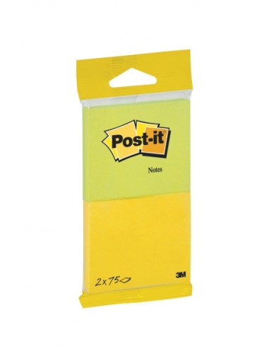 Post-It Pack de 2 Blocs de 75 Notas Adhesivas Reposicionables - Forma Rectangular - 635x762mm - Colores Surtidos