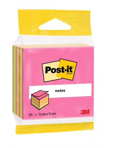Post-It Cubo de 325 Notas Adhesivas Reposicionables - Forma Cuadrada - 76x76mm - Colores Surtidos