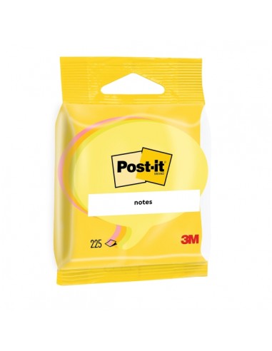 Post-It Pack de 3 Blocs de 225 Notas Adhesivas Reposicionables - Forma Bocadillo - 70x70mm - Colores Surtidos