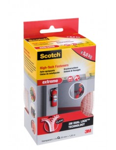 Scotch Extreme Pack de 2 Cierres Adhesivos Reposicionables - 25mm x 1.2m - Color Transparente