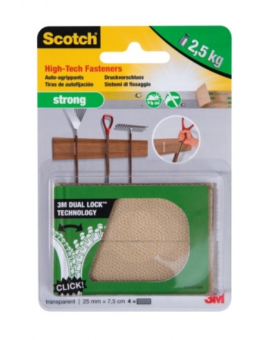 Scotch Extreme Cierres Adhesivos Reposicionables - 25mm x 75mm - Soporta hasta 2.5kg - Color Transparente