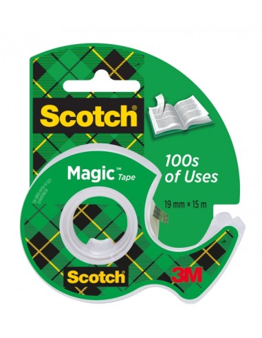 Scotch Magic Cinta Adhesiva Invisible - Incluye Dispensador - 19mm x 15m - Color Transparente