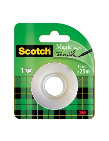Scotch Magic Cinta Adhesiva Invisible - Recambio - 19mm x 25m - Color Transparente