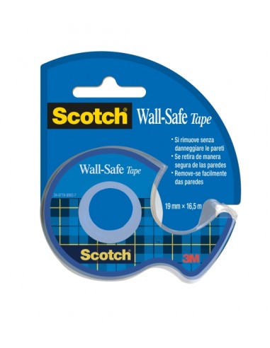 Scotch Cinta Adhesiva para Paredes - 19mm x 16.5m - Incluye Dispensador - Color Transparente