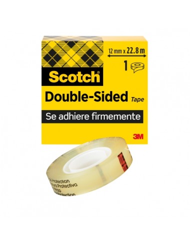Scotch Cinta Adhesiva de Doble Cara - 12mm x 22.8m - Color Transparente