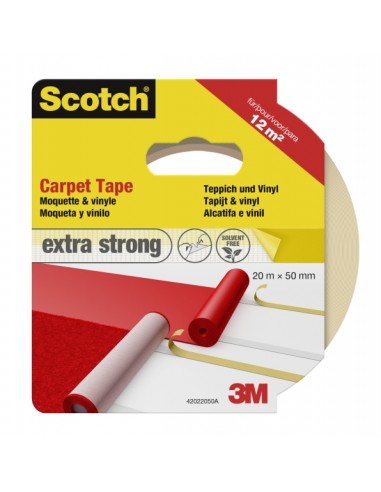 Scotch Cinta Adhesiva para Moqueta - Extrafuerte - 50mm x 20m - Color Blanco