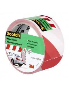 Scotch Cinta Adhesiva de Marcaje - 50mm x 33m - Color Blanco Rojo