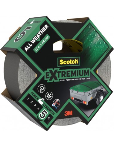 Scotch Extremium Cinta Adhesiva Americana - 48mm x 27m - Uso en Exterior - Altas Prestaciones - Color Negro