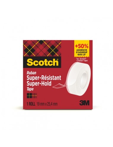 Scotch Super-Hold Cinta Adhesiva - Extrafuerte - 19mm x 25.4m - Color Transparente