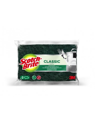 Scotch-Brite Classic Pack de 3Â Estropajos de Cocina - Color Verde Oscuro