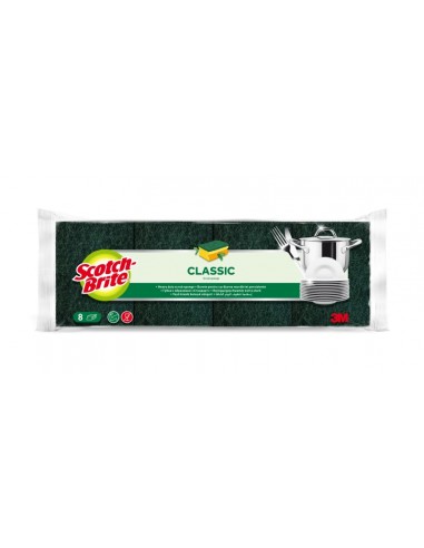 Scotch-Brite Classic Pack de 8Â Estropajos de Cocina - Proteccion para los Dedos - Color Verde Oscuro