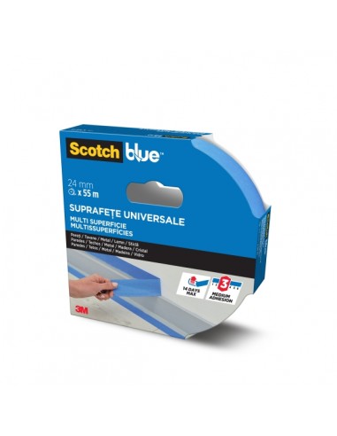 Scotchblue Cinta de Enmascarar - 24mm x 55m - 100-PEFC - Multisuperficie - Color Azul