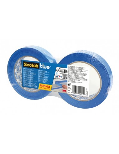 Scotchblue Pack de 2 Cintas de Enmascarar - 24mm x 41m - 100-PEFC - Multisuperficie - Color Azul