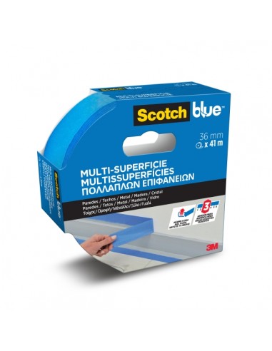 Scotchblue Cinta de Enmascarar - 36mm x 41m - 100-PEFC - Multisuperficie - Color Azul