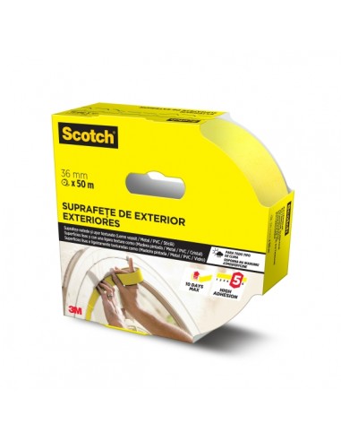 Scotch Cinta de Enmascarar - 36mm x 50m - Uso en Exterior - Color Amarillo