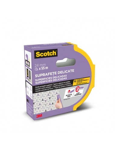 Scotch Cinta de Enmascarar para Superficies Delicadas - 24mm x 55m - 100-PEFC - Color Morado