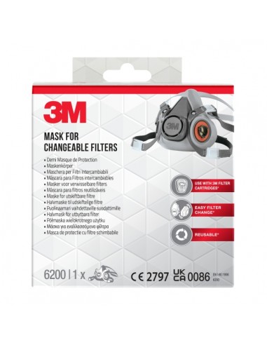 3M Mascarilla para Filtros Intercambiables 6200BC1 - Color Gris