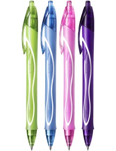 Bic Gel-Ocity Quick Dry Pack de 12 Boligrafos de Gel Retractil-- Punta Media de 0.7 mm - Tinta de Gel - Anti-Manchas -