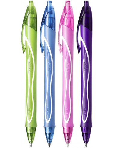 Bic Gel-Ocity Quick Dry Pack de 12 Boligrafos de Gel Retractil-- Punta Media de 0.7 mm - Tinta de Gel - Anti-Manchas -