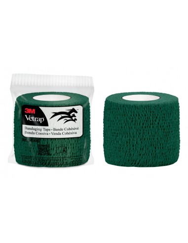 3M Vetrap Venda Cohesiva - 5cm x 4.5m - Flexible - Transpirable - Autoadhesiva - Color Verde Militar