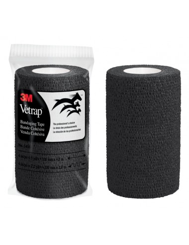 3M Vetrap Venda Cohesiva - 5cm x 4.5m - Flexible - Transpirable - Autoadhesiva - Color Negro