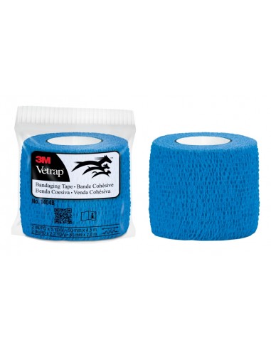 3M Vetrap Venda Cohesiva - 5cm x 4.5m - Flexible - Transpirable - Autoadhesiva - Color Azul
