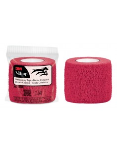 3M Vetrap Venda Cohesiva - 5cm x 4.5m - Flexible - Transpirable - Autoadhesiva - Color Rojo