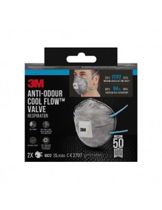 3M Pack de 2 Mascarillas para Particulas FFP2 - Desechable - con Valvula - para Niveles Medios de Particulas - Color Gris