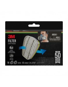 3M Filtros de Repuesto para Mascara de Media Cara - Filtros Combinados ABEK1 - 1 Par - Color Gris