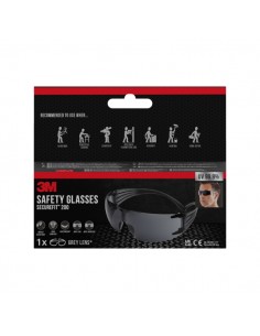 3M Securefit Gafas de Seguridad - Lentes Oscurecidas - Antivaho - Antirrayaduras - Proteccion UV - Color Negro