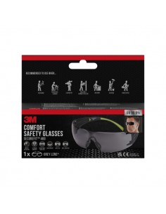 3M Securefit Gafas de Seguridad - Lentes Oscurecidas - Antivaho - Antirrayaduras - Proteccion UV - Color Negro Verde