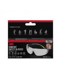 3M Securefit Gafas de Seguridad - Lentes Incoloras - Antivaho - Antirrayaduras - Proteccion UV - Color Transparente