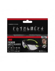3M Solus Gafas de Seguridad - Junta de Espuma Acoplable - Lente Incolora - Revestimiento Antivaho - Antirrayaduras -
