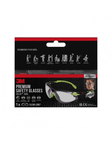 3M Solus Gafas de Seguridad - Junta de Espuma Acoplable - Lente Incolora - Revestimiento Antivaho - Antirrayaduras -