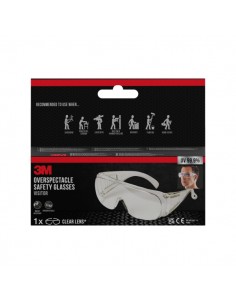 3M Cubregafas de Proteccion - Lente Incolora - Protectores Laterales Integrados - Proteccion UV - Color Transparente