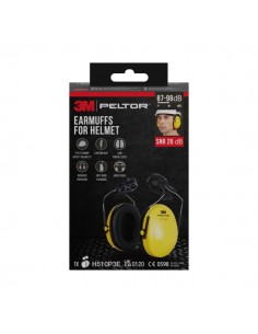 3M Peltor Optime Orejeras Auditivas para Casco - SNR 26dB - Amarillo - Peso Ligero - Ajustable - Color Amarillo