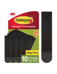 Command Pack de 20 Tiras Adhesivas para Colgar Cuadros - 10 Pares XL - Color Negro